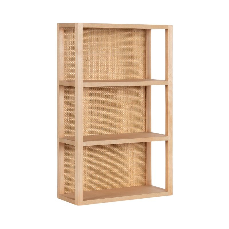 Kate & Laurel All Things Decor 30" Ori Rattan/Wood Wall Shelf Natural