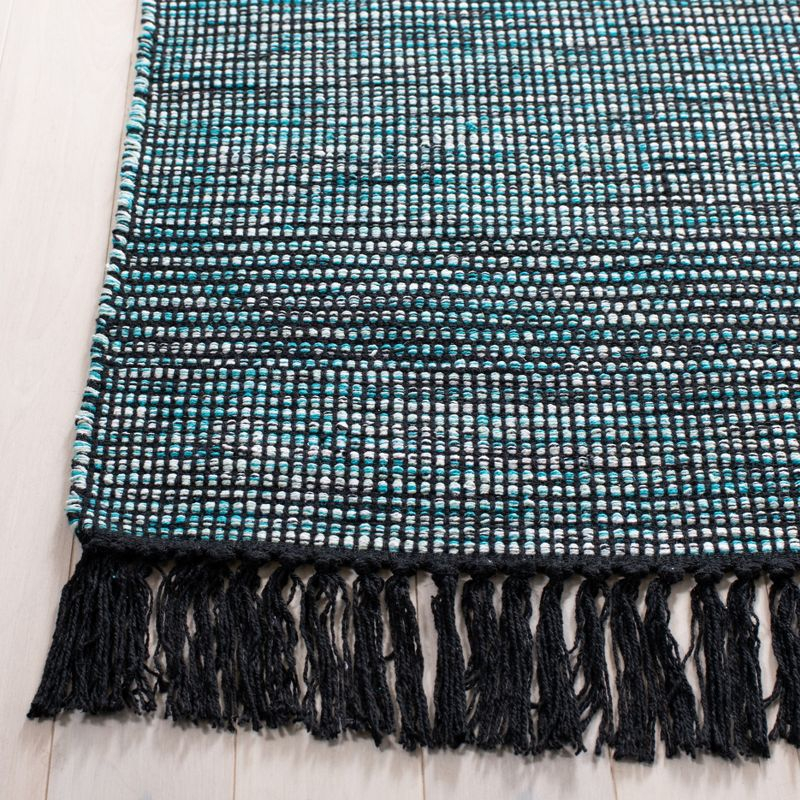 Montauk MTK620 Hand Woven Area Rug - Turquoise/Black - 6'x6' - Safavieh.