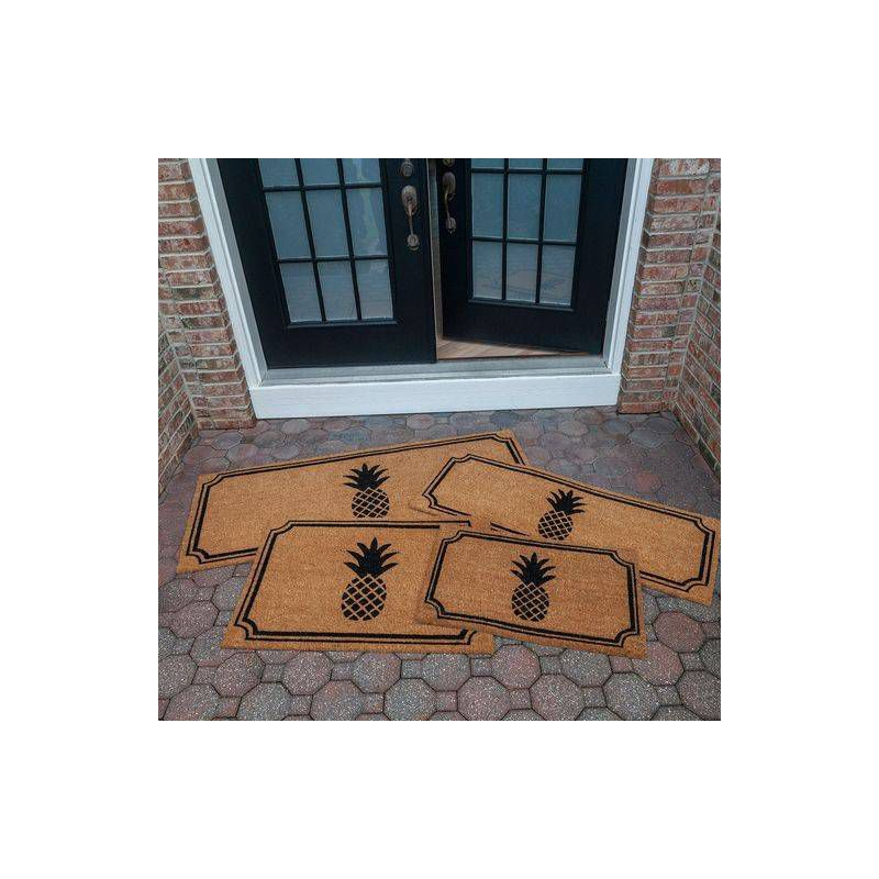 1'5" x 2'5" Pineapple Indoor/Outdoor Coir Doormat Natural/Black - Entryways: Welcome Mat, PVC Backed, Shake Clean