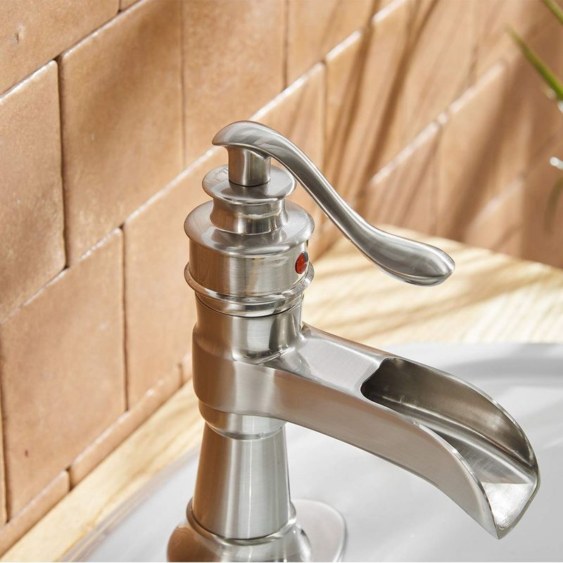 BWE Single Hole Single-Handle Low-Arc Bathroom Faucet in Brushed Nickel