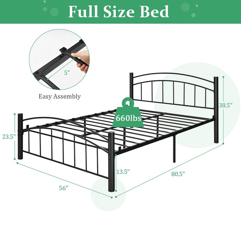 Costway Full Size Metal Bed Frame Headboard Footboard Platform No Box Spring Needed