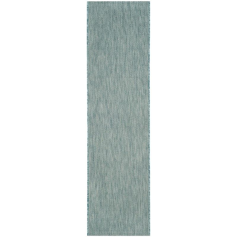 Courtyard CY8022 Power Loomed Indoor and Outdoor Runner Rug - Aqua/Grey - 2'3"x8' - Safavieh
