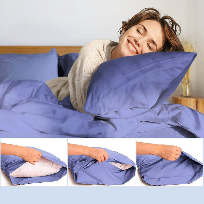 LuxClub 2 PC Violet Blue King Performance Microfiber Solid Pillowcase Set