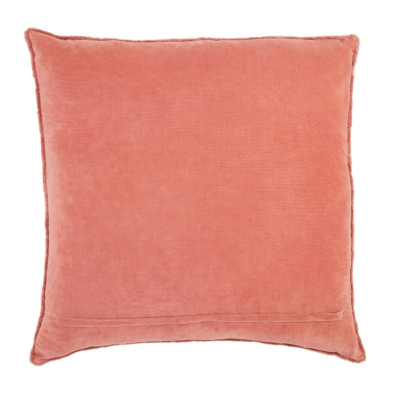 26"x26" Oversized Sunbury Poly Filled Square Throw Pillow Pink - Jaipur Living: Fringe-Trimmed, Cotton Knit, Zipper Closure
