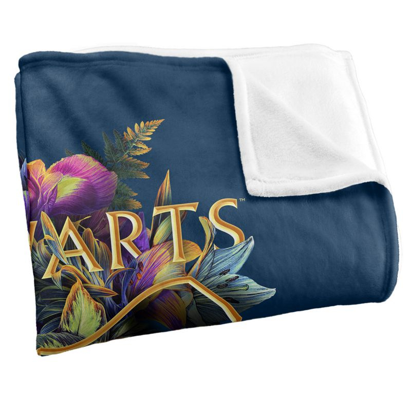Harry Potter Hogwarts Multi-Colored Floral Crest Officially Licensed Silky Touch Super Soft Throw Blanket 50" x 60"