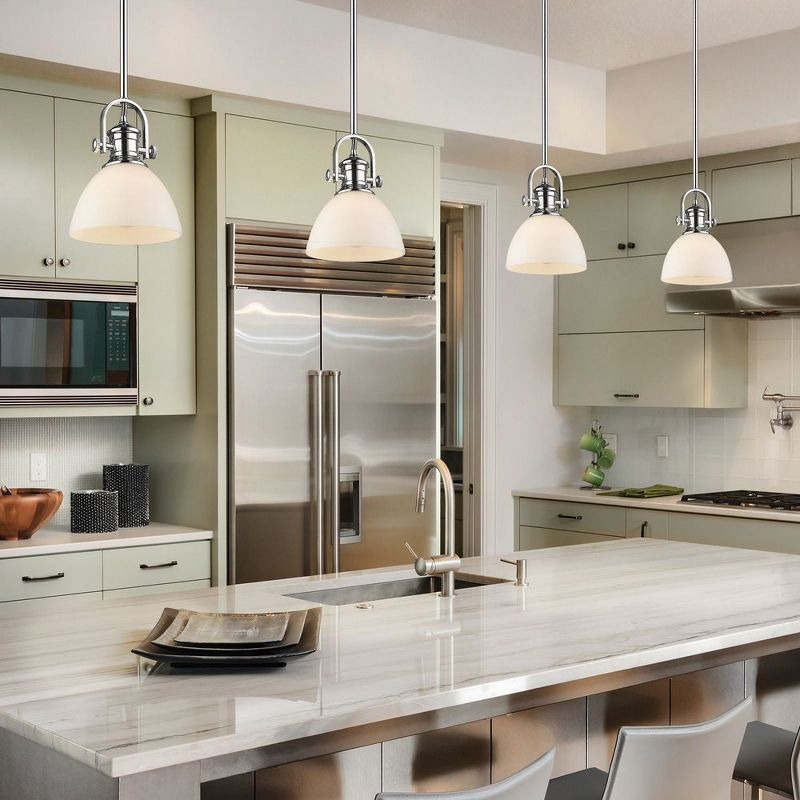Golden Lighting Hines 1-Light Mini Pendant in Brushed Champagne Bronze with Seeded Glass
