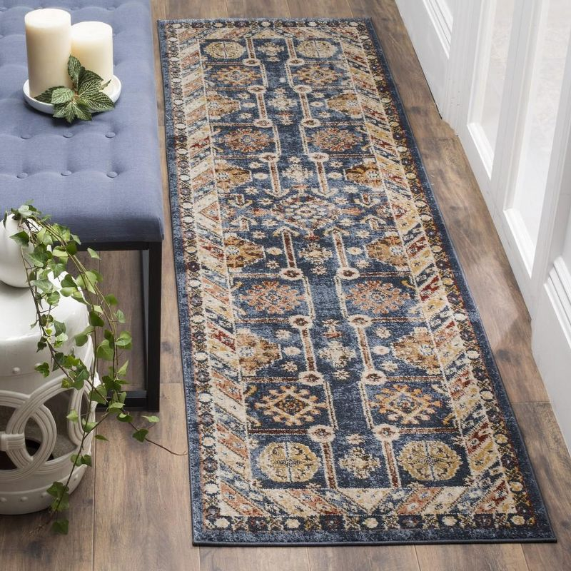 Bijar BIJ653 Power Loomed Indoor Runner Rug - Royal/Ivory - 2'3"x8' - Safavieh
