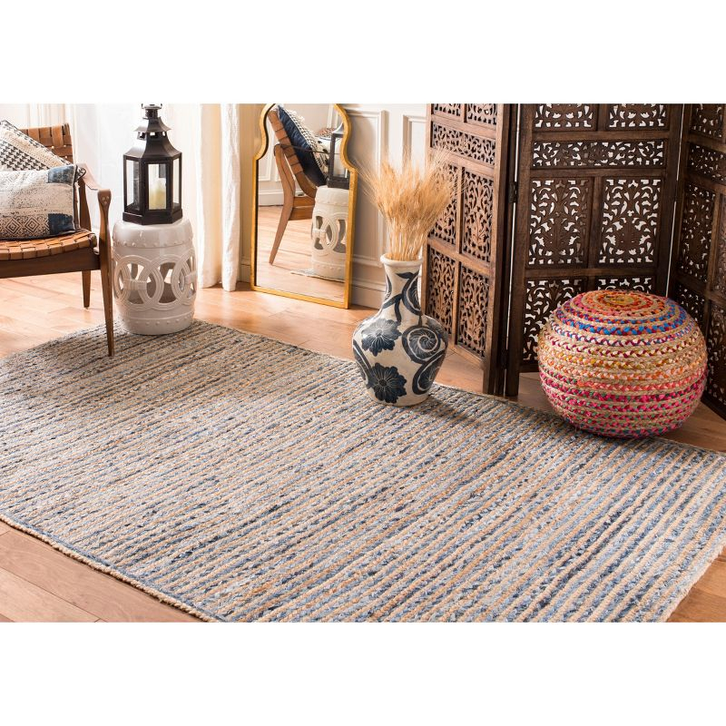 Cape Cod CAP250 Hand Woven Area Rug - Natural/Blue - 6'x9' - Safavieh.