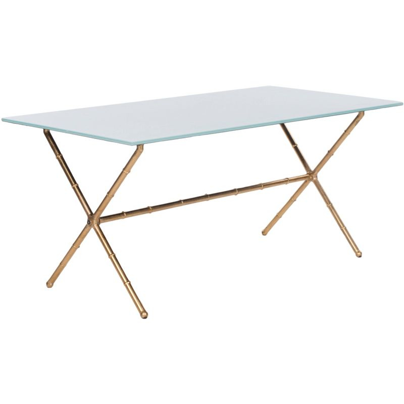 Brogen Coffee Table - Gold/White Glass - Safavieh