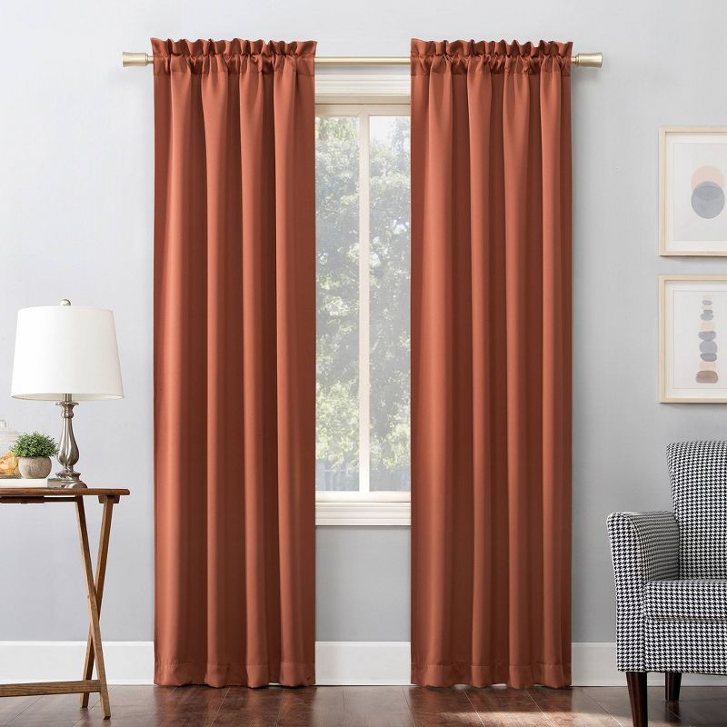 40"x84" Sun Zero Blackout Kenneth Energy Saving Rod Pocket Curtain Panel Orange: Modern Solid Polyester Drapery