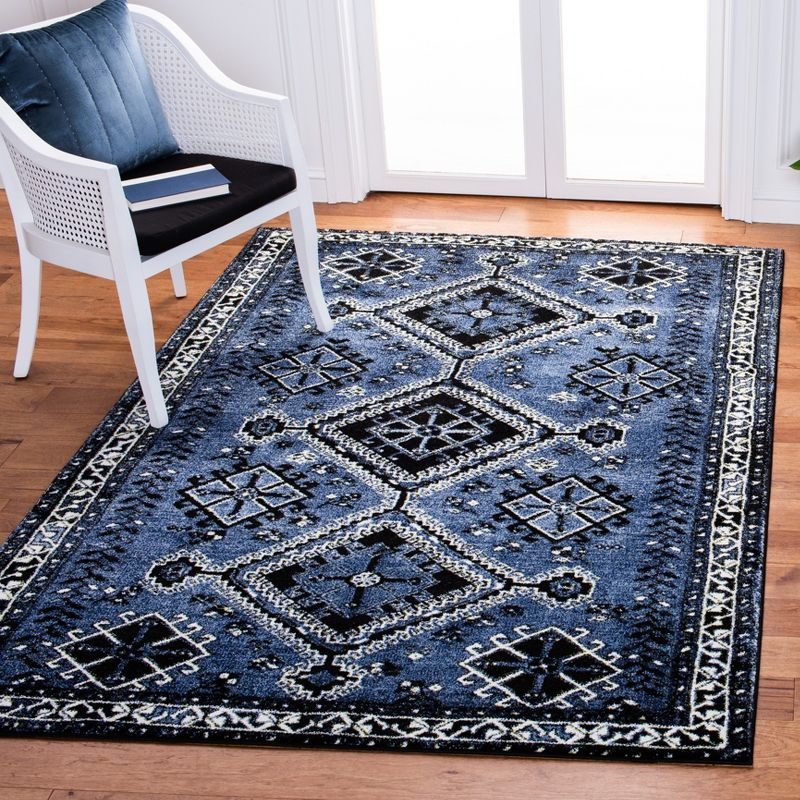 Vintage Hamadan VTH293 Power Loomed Area Rug - Blue/Black - 4'x6' - Safavieh.
