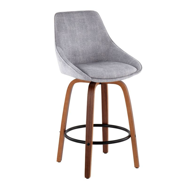 Set of 2 Diana Counter Height Barstools: Velvet Upholstery, Swivel, Wood Frame - LumiSource