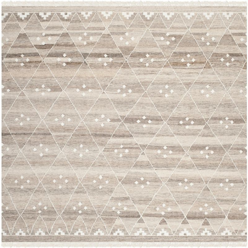 Natural Kilim NKM316 Hand Woven Area Rug - Natural/Ivory - 5'x5' - Safavieh.