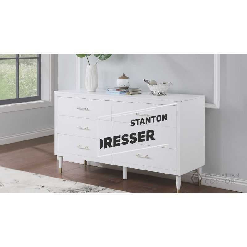 Stanton Modern 6 Drawer Dresser Black - Manhattan Comfort: Chic Acrylic Handles, Gold Feet
