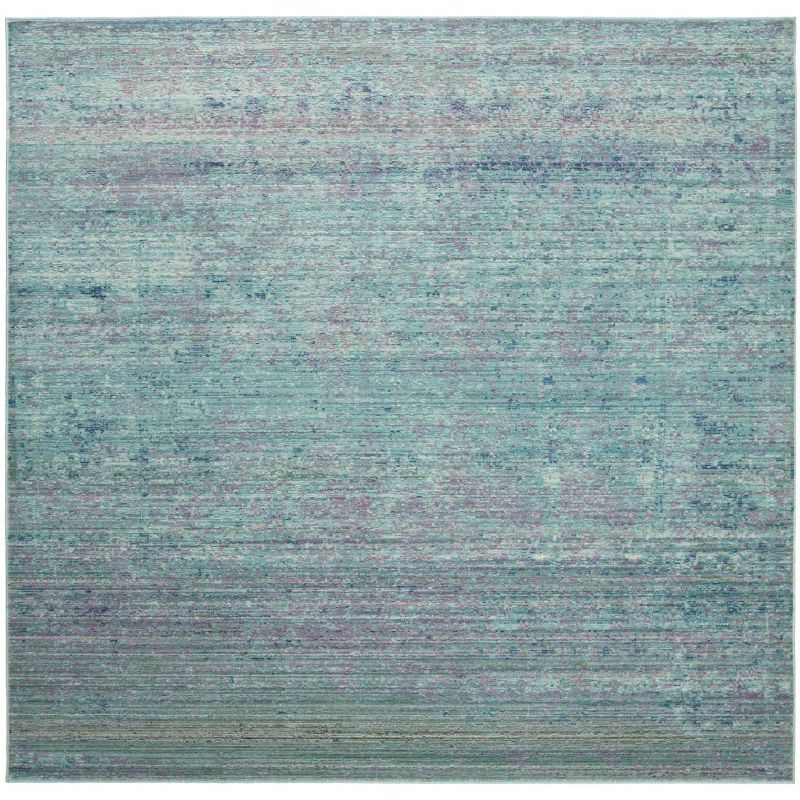 Valencia VAL203 Power Loomed Indoor Area Rug - Turquoise/Multi - 6'7"x6'7" - Safavieh