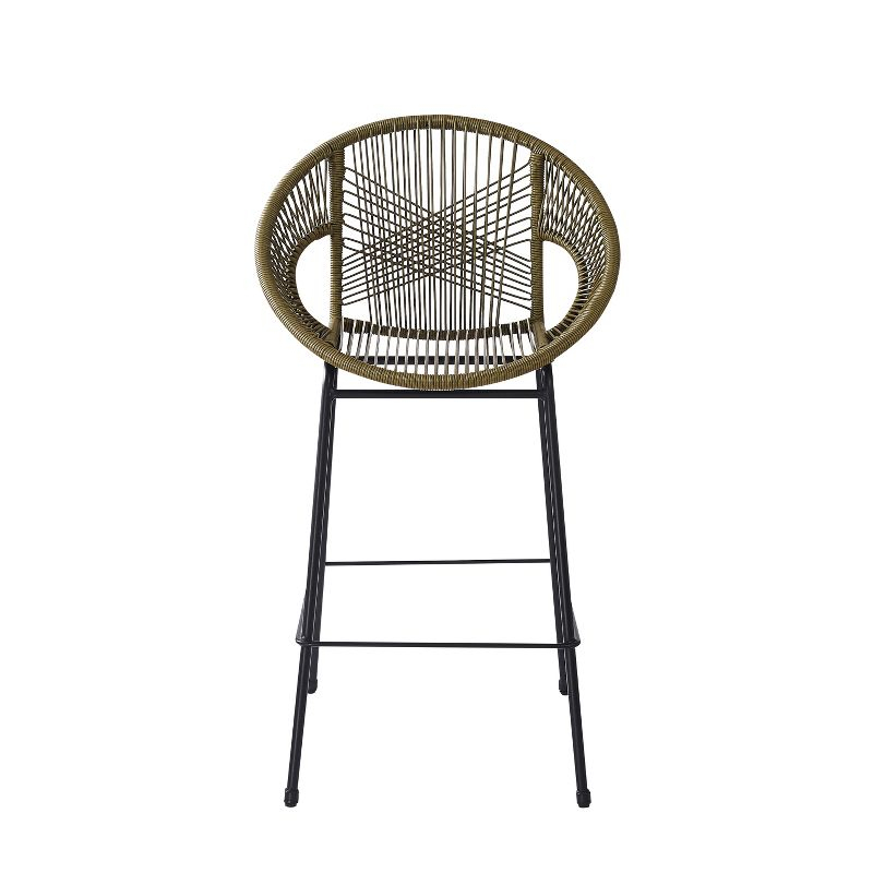 Christopher Knight Home Gwyneth Outdoor Modern Iron and Rattan Bar Stools (Set of 2), Green