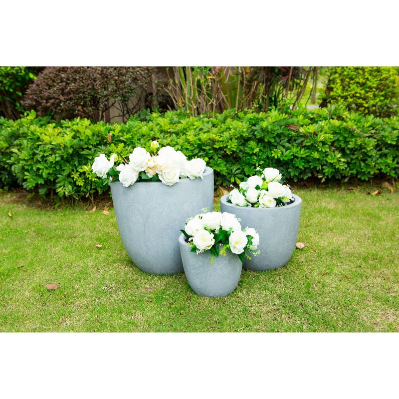 Set of 3 17" Kante Seamless Concrete Planters for Patio & Garden - Rosemead Home & Garden, Inc.