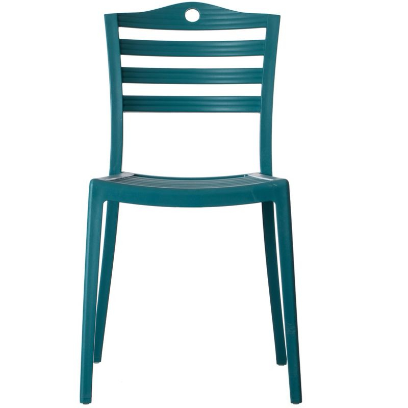 Fabulaxe Plastic Dining Chair with Ladderback Design, Blue