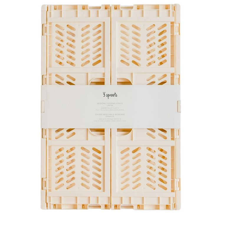 3 Sprouts Rectangular Recycled Plastic Foldable Crate (Large Size) - Cream