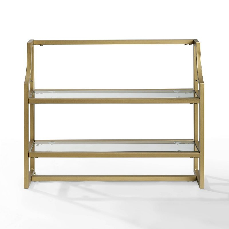 Crosley Aimee Wall Shelf Gold: Modern Luxury Storage with Tempered Glass, Steel Frame, Open Design