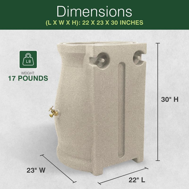 Good Ideas Good Ideas 50 Gallons Plastic Drainable Dual Overflow Planter Rain Barrel