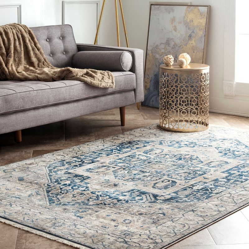 Nuloom Harriet Oriental/Persian 4x6 Indoor Area Rug for Living Room Bedroom Dining Room Kitchen, Grey/Multicolor