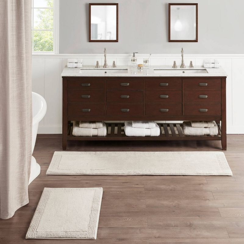 Madison Park 24"x72" Splendor Cotton Tufted Reversible Bath Rug Tan: Machine Washable, OEKO-TEX Certified