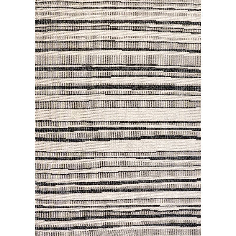 5' x 8' Castara Wavy Stripe Modern Indoor/Outdoor Area Rug, Cream/Dark Gray - JONATHAN Y