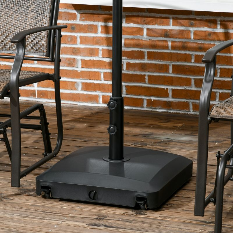 Outsunny Wheeled Patio Umbrella Base, 53lbs Water or 66lbs Sand Filled Heavy Duty Outdoor Umbrella Stand, Black