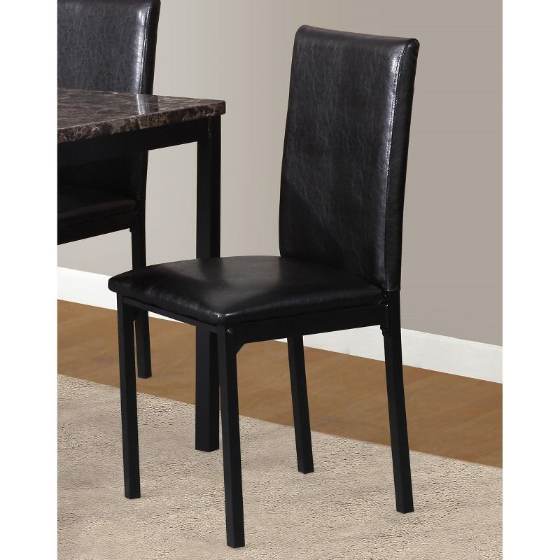 Roundhill Furniture Noyes Faux Leather Seat Metal Frame Dining Chairs, Black, Set of 4