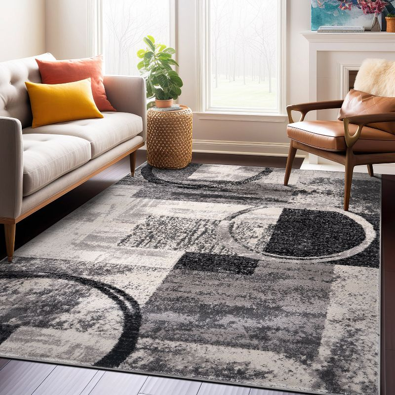 World Rug Gallery Abstract Circle Cream 3'3"x5' Area Rug