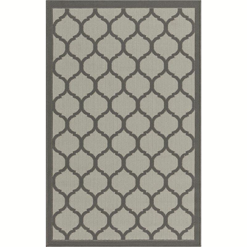 Unique Loom 3' 3 x 5' 1 Gray Outdoor Trellis Moroccan Area Rug