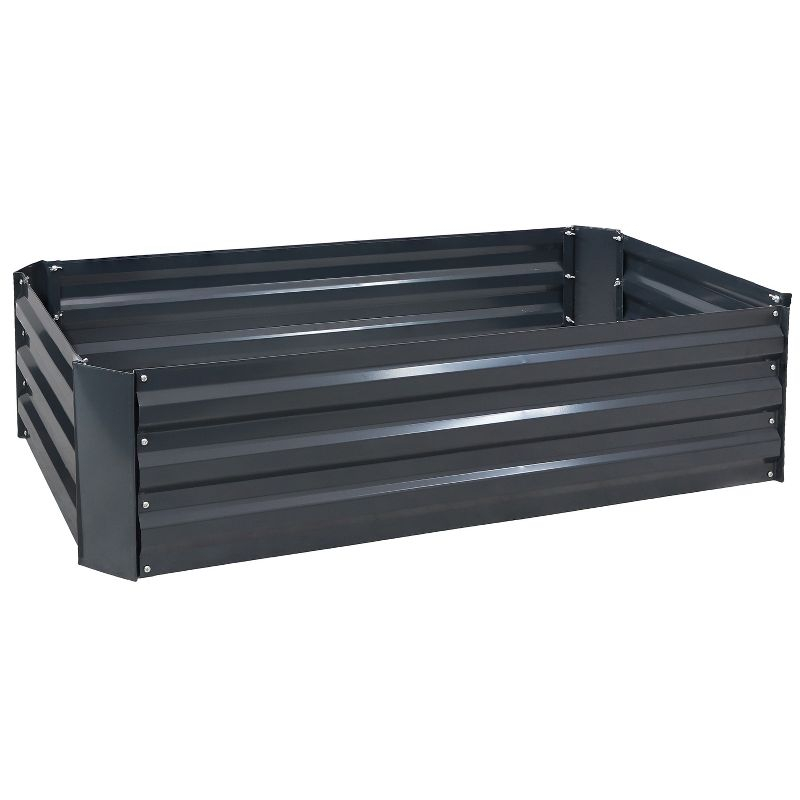 Sunnydaze Hot Dip Galvanized Steel Raised Garden Bed for Plants, Vegetables, and Flowers - 48" L x 11.75" H - Dark Gray