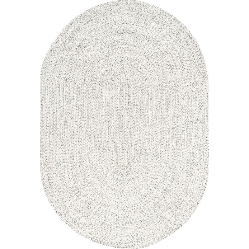 Nuloom Wynn Solid Oval 5x8 Indoor/Outdoor Area Rug for Living Room Patio Deck Front Porch Kitchen, Ivory
