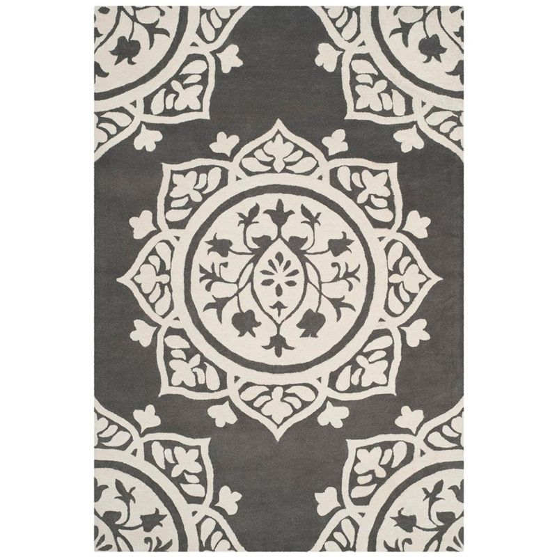Bella BEL136 Hand Tufted Indoor Area Rug - Dark Grey/Ivory - 6'x9' - Safavieh