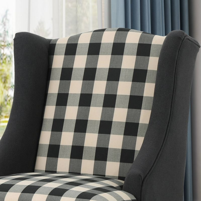 Toddman High-Back Club Chair: Upholstered Wingback, Birch Wood Legs - Christopher Knight Home