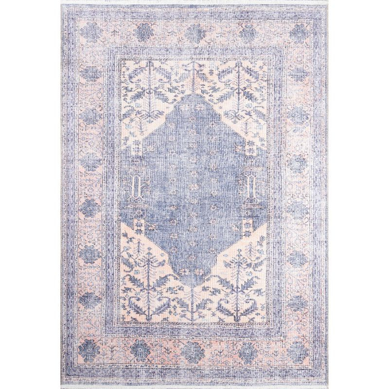 8'x10' Helena Area Rug Denim - Momeni: Bohemian Ikat Design, Low Pile, Polyester & Cotton, Indoor Use, Rectangle Shape