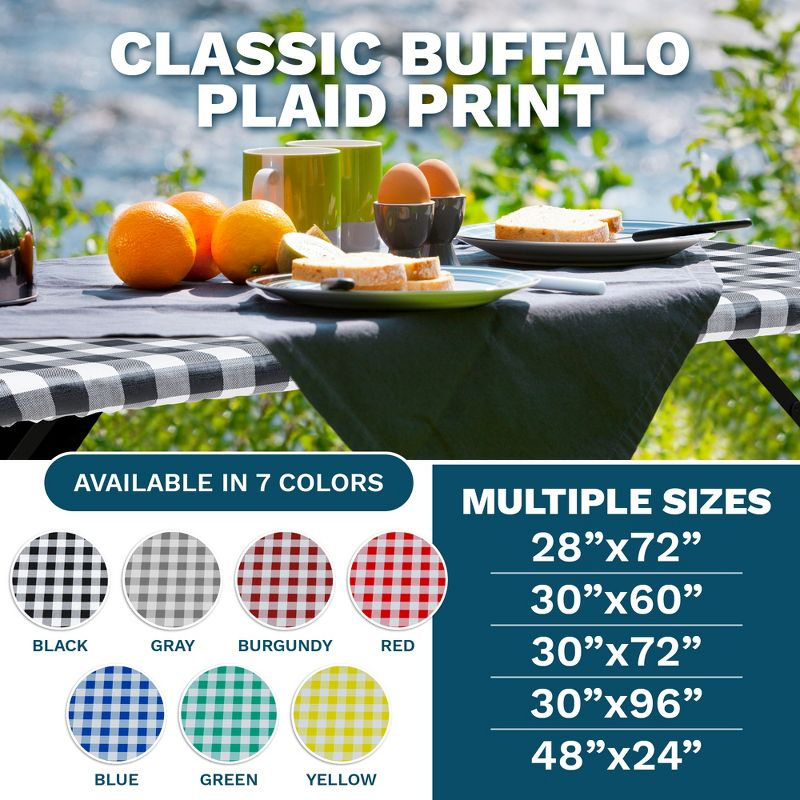 Tablecover -Fitted With Elastic, Vinyl With Flannel Back, Fits For Table 72"x 30" Rectangle, Checked Red Design, by SORFEY