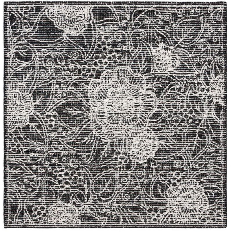 Ebony EBN114 Hand Tufted Area Rug - Black/Ivory - 6'x6' - Safavieh.