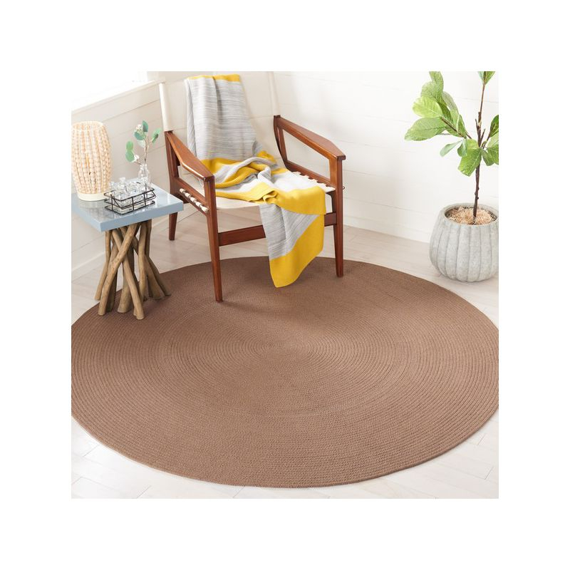 Braided BRD402 Hand Woven Area Rug - Brown - 3' round - Safavieh.