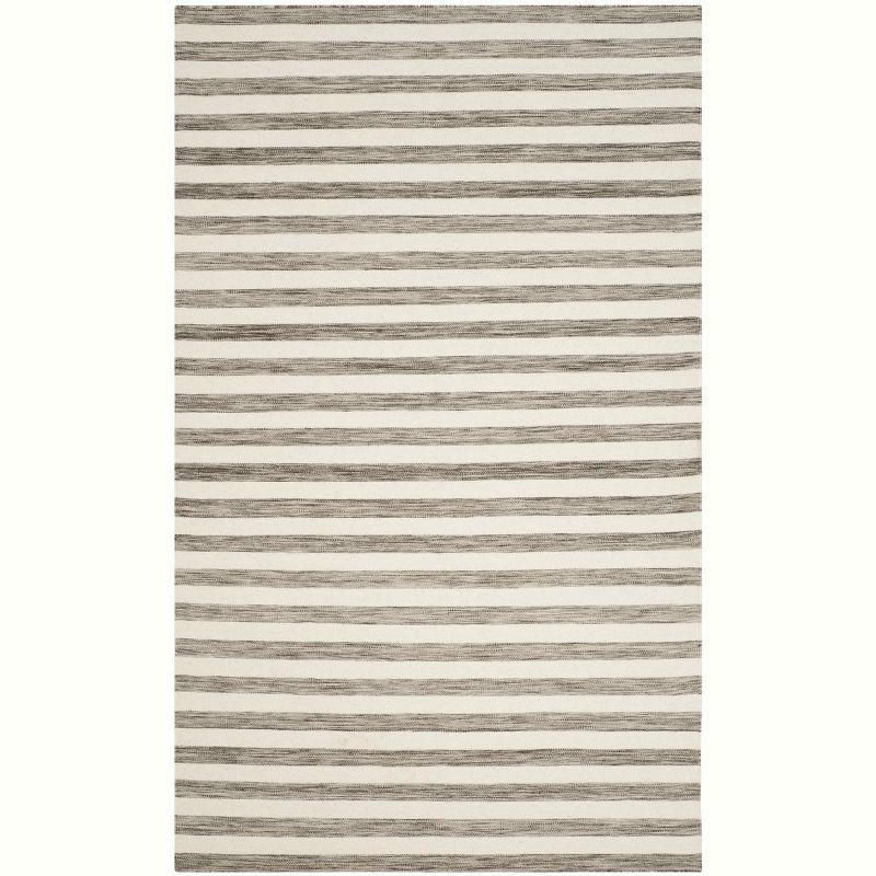 Dhurries DHU575 Hand Woven Flat Weave Area Rug Brown / Ivory 6' X 9' - Safavieh.
