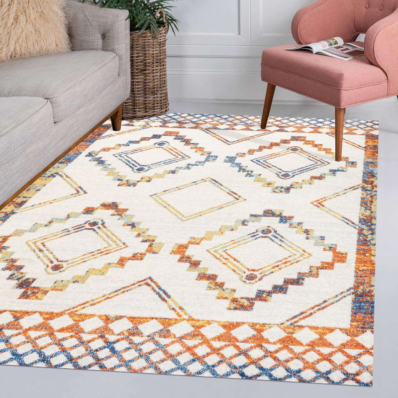 JONATHAN Y Amir Moroccan Beni Souk Ivory/Blue/Orange 5 ft. x 8 ft. Area Rug