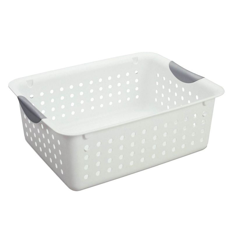 Sterilite Medium Ultra Basket, Storage Bin to Organize Closets, Cabinets, Pantry, Shelving and Countertop Space, White, 18-Pack