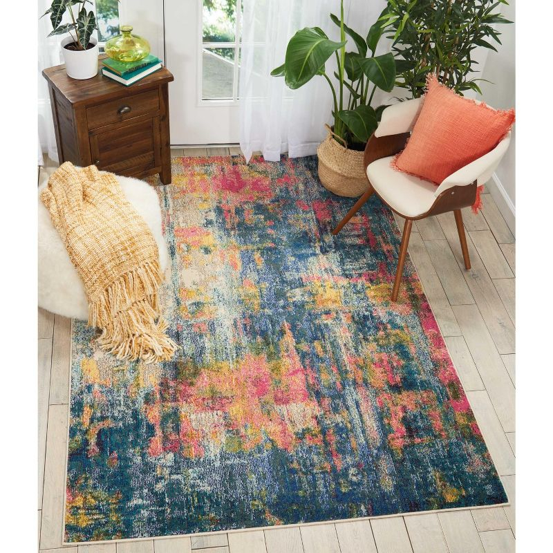Nourison Celestial 5'3" x 7'3" (5' x 7') Blue/Yellow Indoor Area Rug Colorful Contemporary Abstract by Nourison