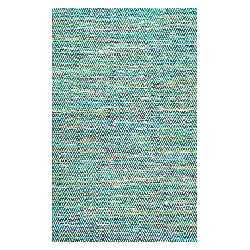 nuLOOM 4'x6' Hand Woven Chevron Rochell Area Rug Green: Contemporary Low Pile Indoor Rectangle Rug