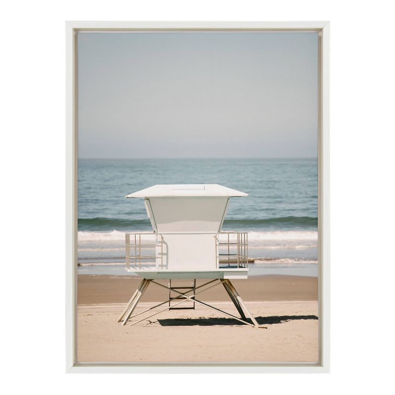 18" x 24" Sylvie Surf Shack Framed Canvas by Crystal Lynn Collins White - Kate & Laurel All Things Decor: Coastal Wall Art
