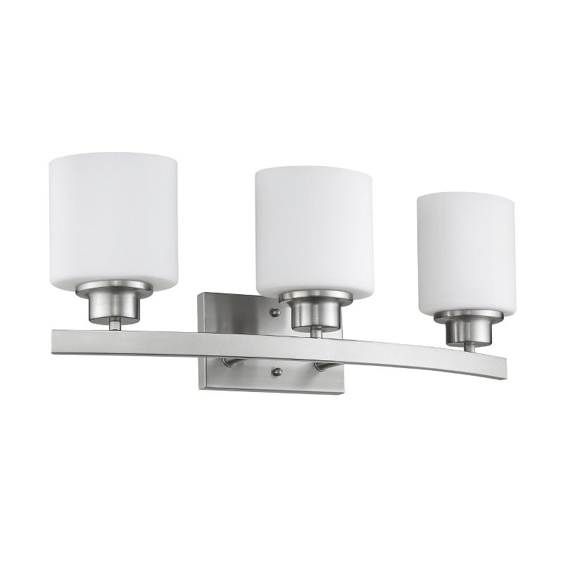 Chloe Lighting Aaliyah Contemporary 3 Light Brushed Nickel Bath Vanity Light Opal White Glass 23" Wide