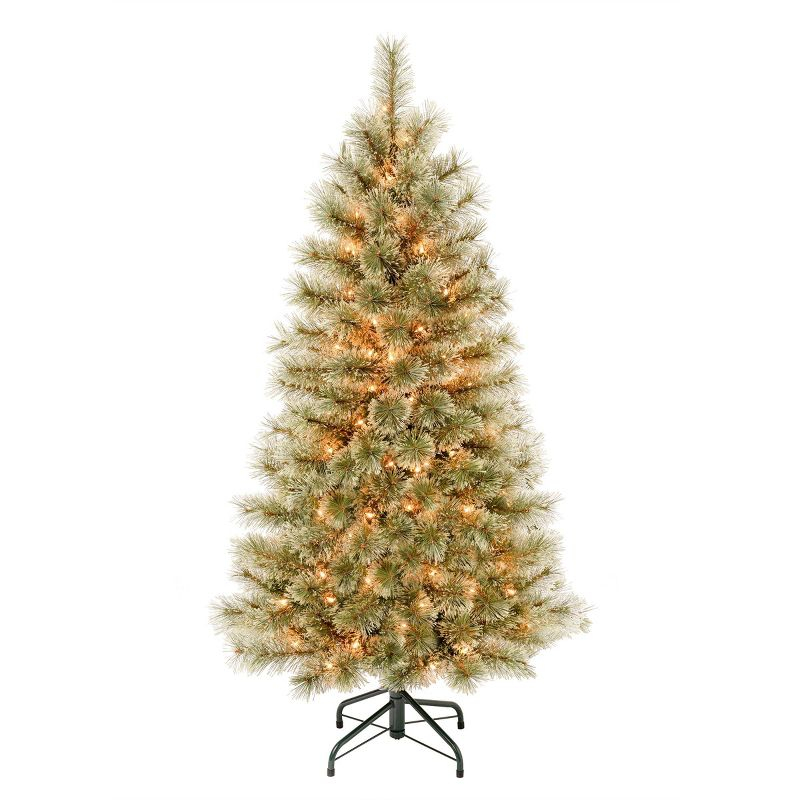 National Tree Company First Traditions 4.5' Pre-Lit Arcadia Cashmere Pine Hinged Artificial Christmas Tree Clear Lights