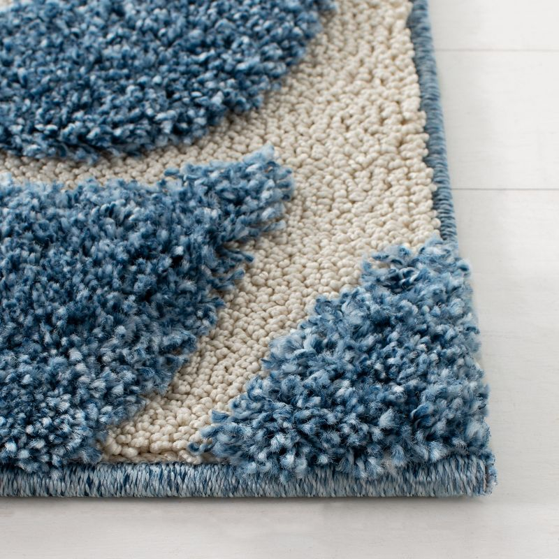Florida Shag SG455 Power Loomed Area Rug - Light Blue/Cream - 4'x4' - Safavieh.