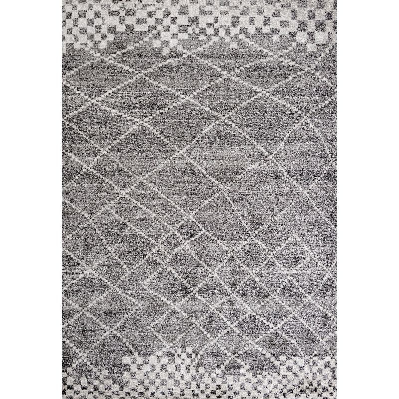 4'x6' Asilah Moroccan Modern Diamond Area Rug, Gray - JONATHAN Y